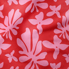 Leaves and Flowers-Melco Originals-Melco Fabrics-Pink on Red-Cotton Poplin (110gsm) / 140cm width-Melco Fabrics