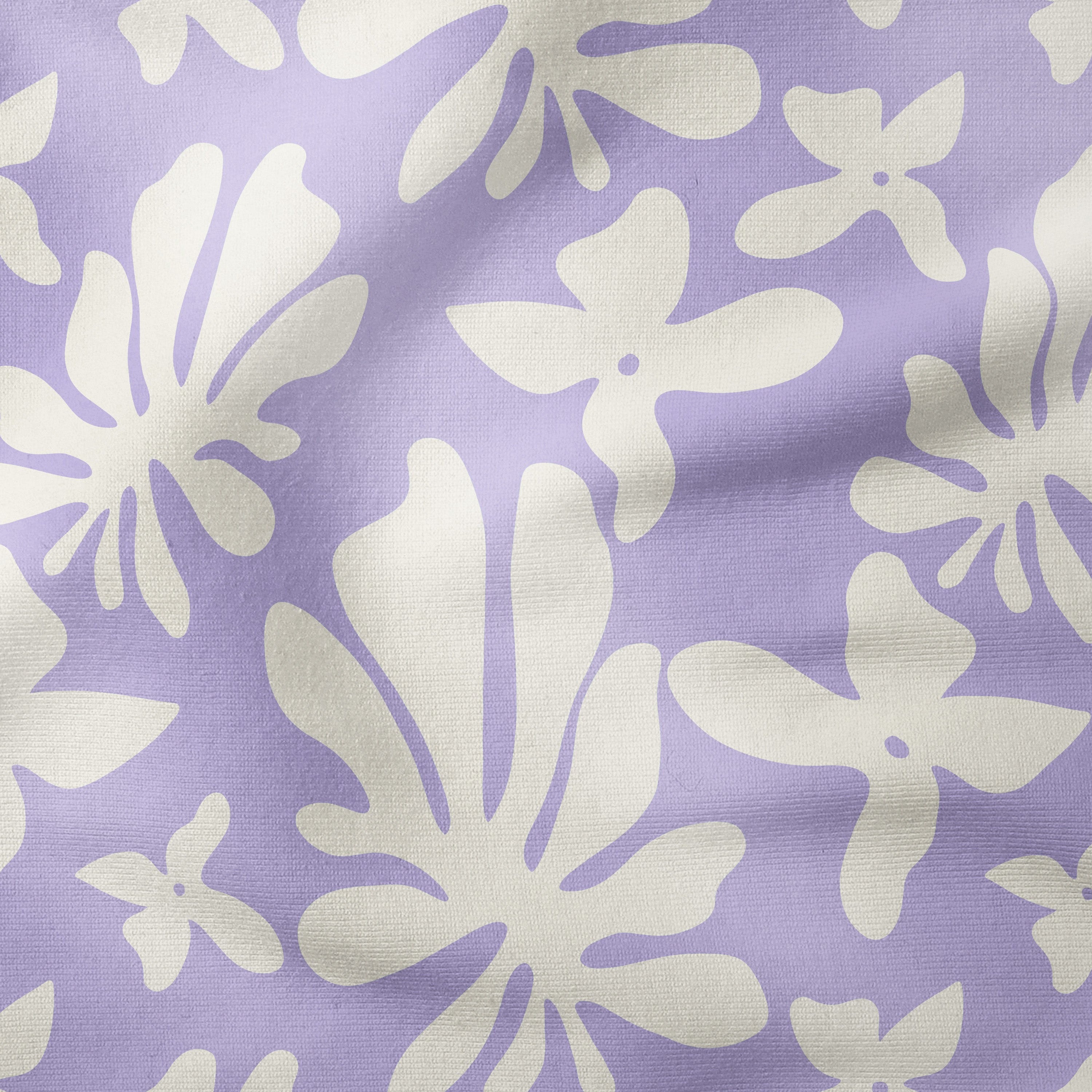 Leaves and Flowers-Melco Originals-Melco Fabrics-Tofu on Lavender-Cotton Poplin (110gsm) / 140cm width-Melco Fabrics