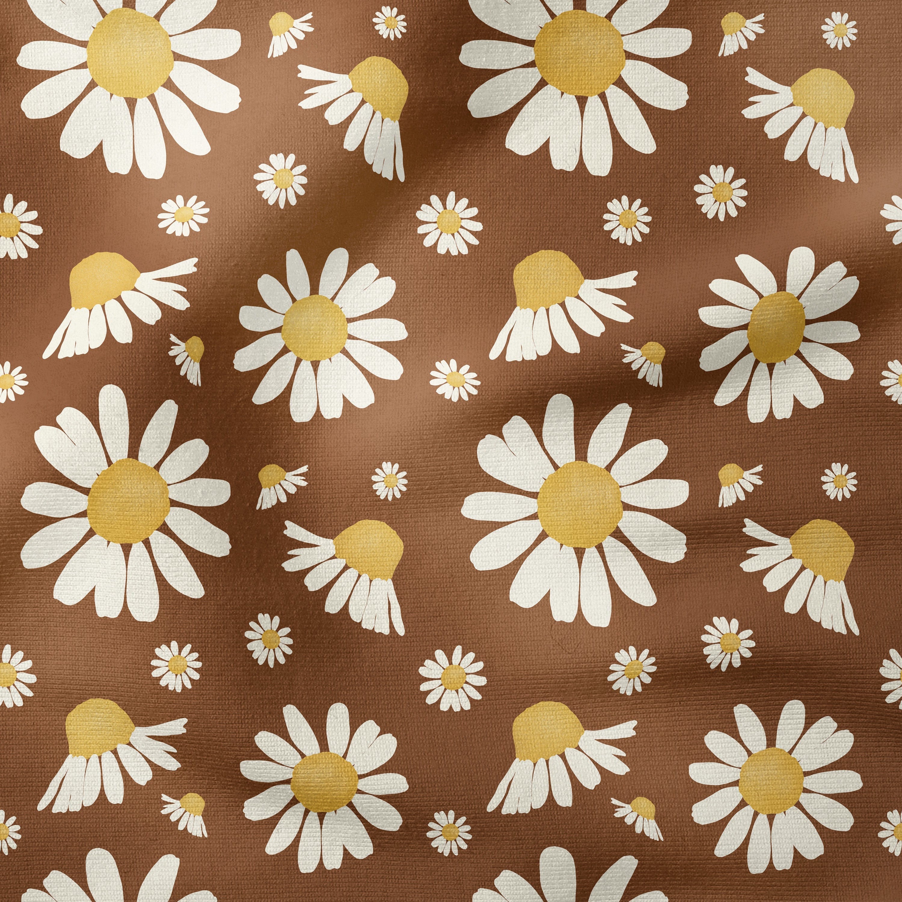 Melco Originals- Daisies-Melco Originals-Melco Fabrics-Brown Small-Cotton Poplin (110gsm) / 140cm width-Melco Fabrics