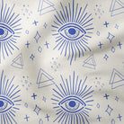 Mystic Eyes-Art Print Fabric-Melco Fabrics-Blue on Tofu-Cotton Poplin (110gsm)-Melco Fabrics-Online-Fabric-Shop-Australia