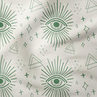 Mystic Eyes-Art Print Fabric-Melco Fabrics-Green on Tofu-Cotton Poplin (110gsm)-Melco Fabrics-Online-Fabric-Shop-Australia