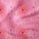Mystic Eyes-Art Print Fabric-Melco Fabrics-Red on Pink-Cotton Poplin (110gsm)-Melco Fabrics-Online-Fabric-Shop-Australia