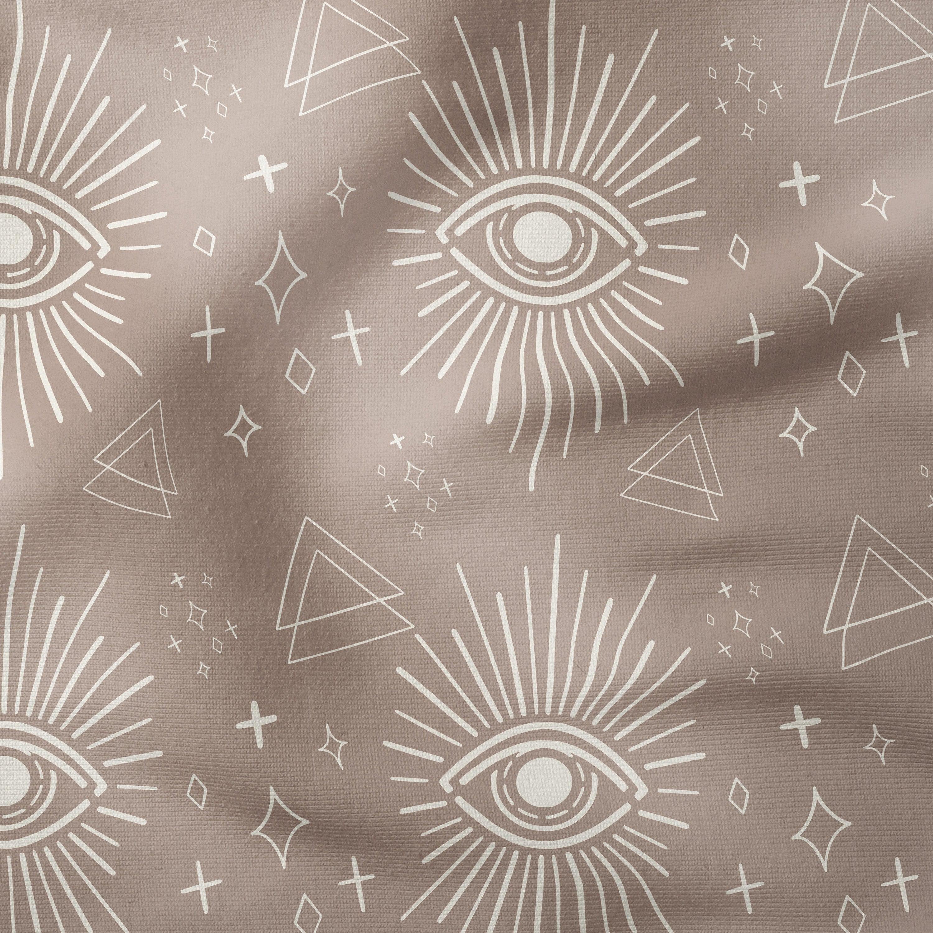 Mystic Eyes-Art Print Fabric-Melco Fabrics-Tofu on Chocolate-Cotton Poplin (110gsm)-Melco Fabrics-Online-Fabric-Shop-Australia