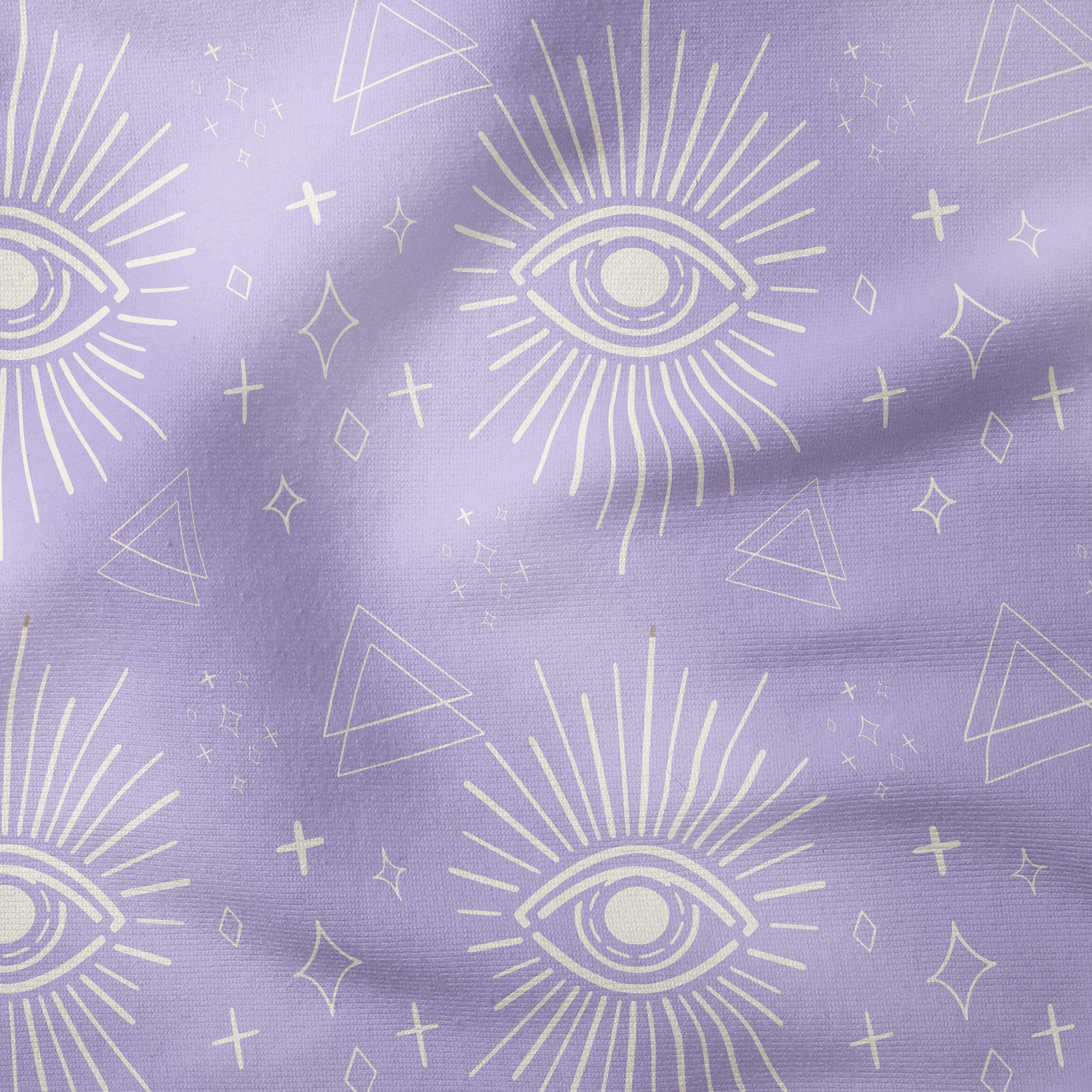 Mystic Eyes-Art Print Fabric-Melco Fabrics-Tofu on Lavender-Cotton Poplin (110gsm)-Melco Fabrics-Online-Fabric-Shop-Australia