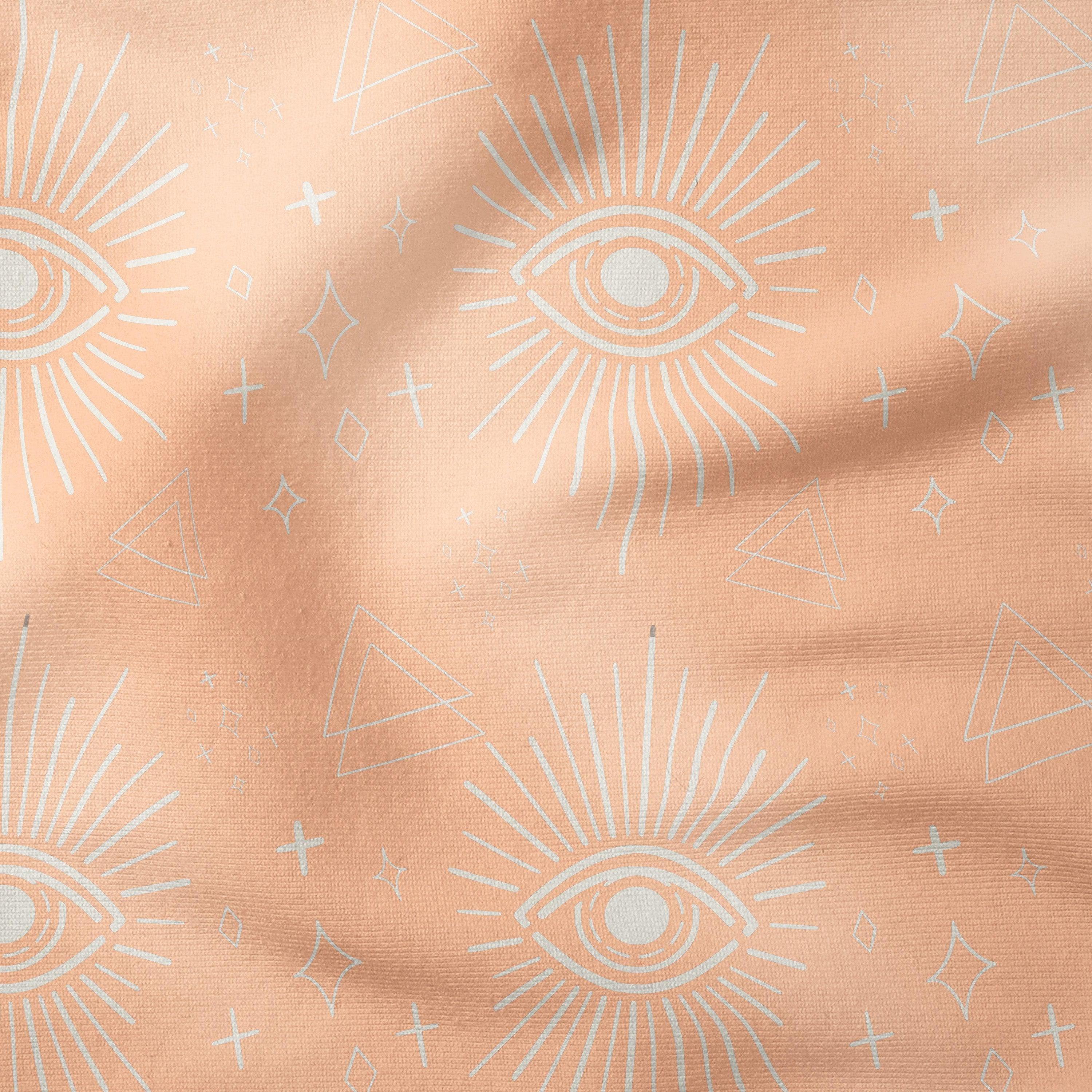Mystic Eyes-Art Print Fabric-Melco Fabrics-Tofu on Peach Fuzz-Cotton Poplin (110gsm)-Melco Fabrics-Online-Fabric-Shop-Australia