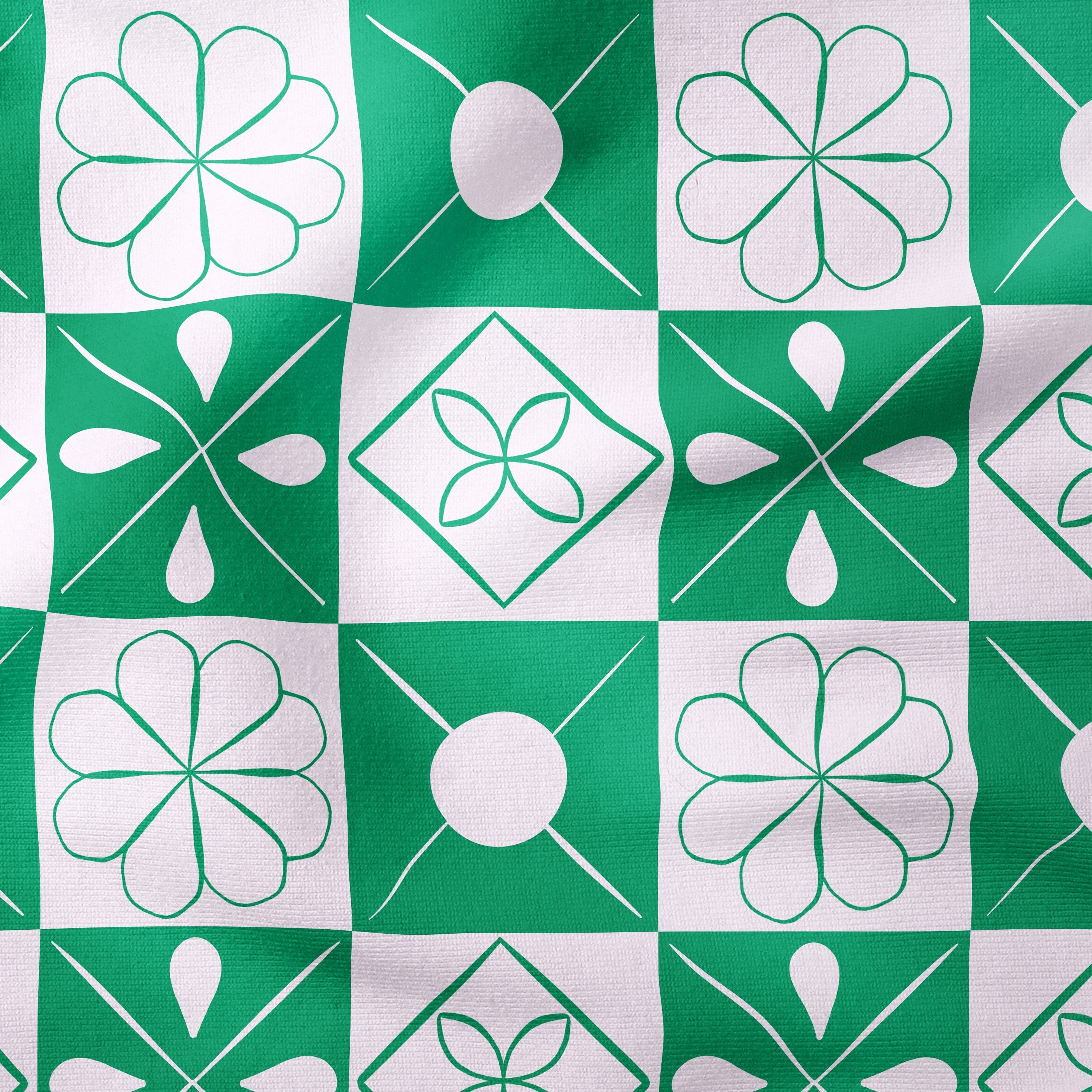 Patchwork Parade-Green-Cotton Poplin (110gsm) / 140cm width-Melco Fabrics Online Fabric Australia