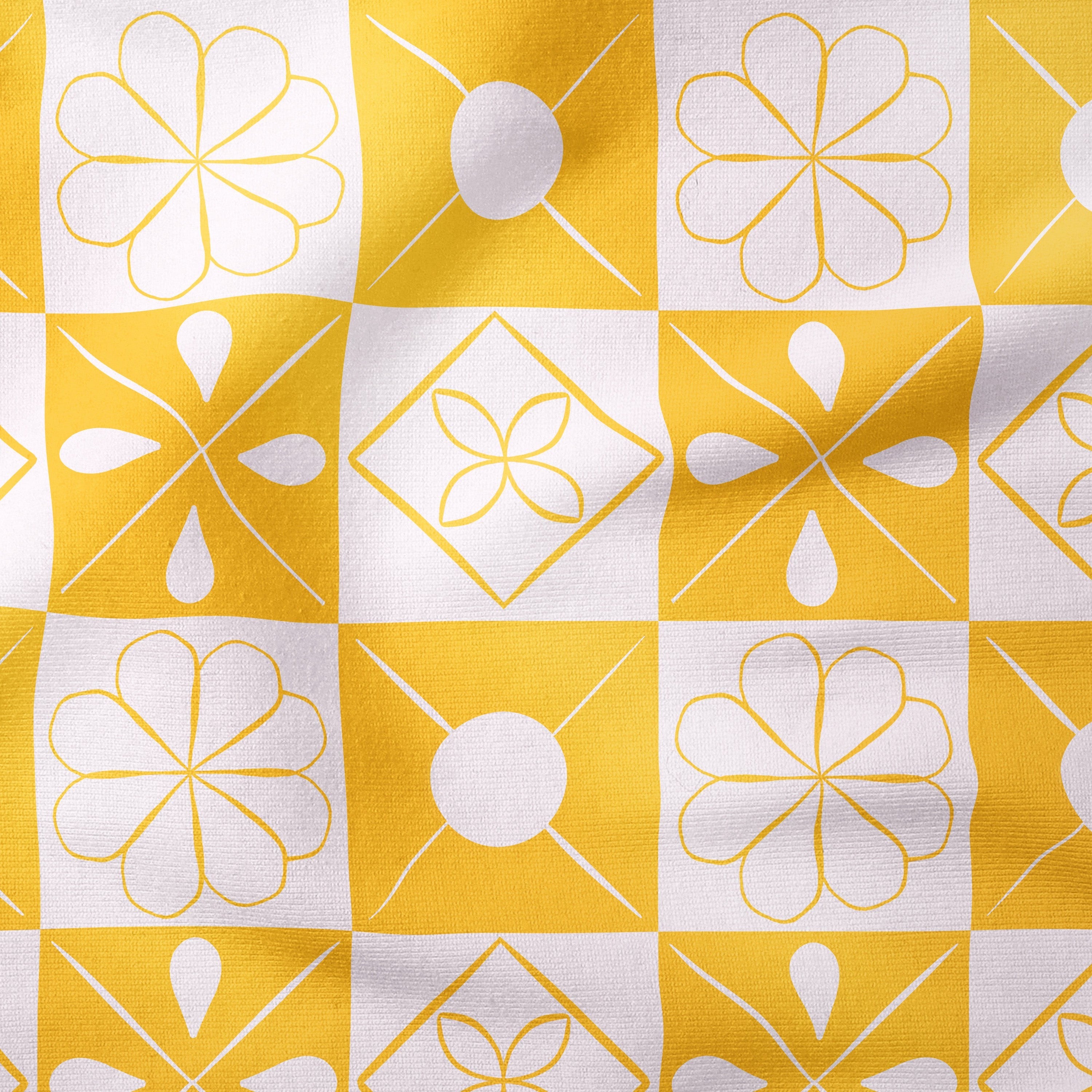 Patchwork Parade-Yellow-Cotton Poplin (110gsm) / 140cm width-Melco Fabrics Online Fabric Australia