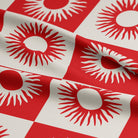 Patchwork Suns-Art Print Fabric-Melco Fabrics-Red and Tofu-Cotton Poplin (110gsm)-Online-Fabric-Shop-Australia