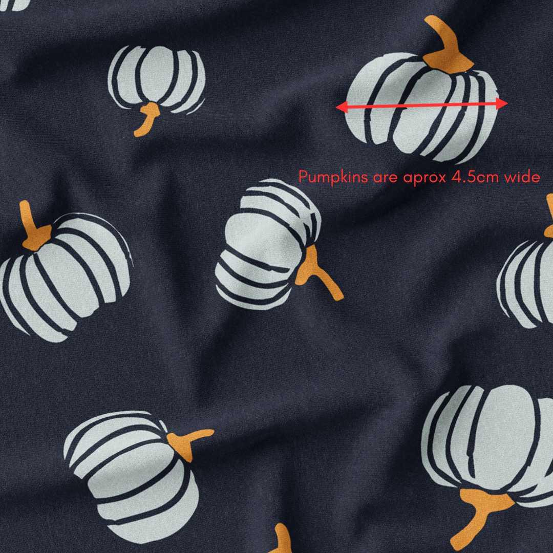 melco-fabrics-online-fabric-store-print-on-demand-australia-Tossed Pumpkins - Black - Cute Halloween Fabric