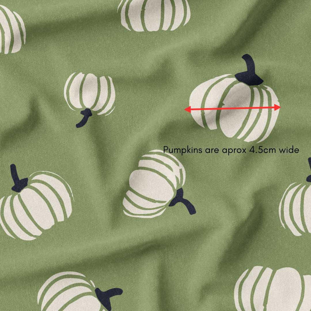 melco-fabrics-online-fabric-store-print-on-demand-australia-Tossed Pumpkins - Green - Cute Halloween Fabric