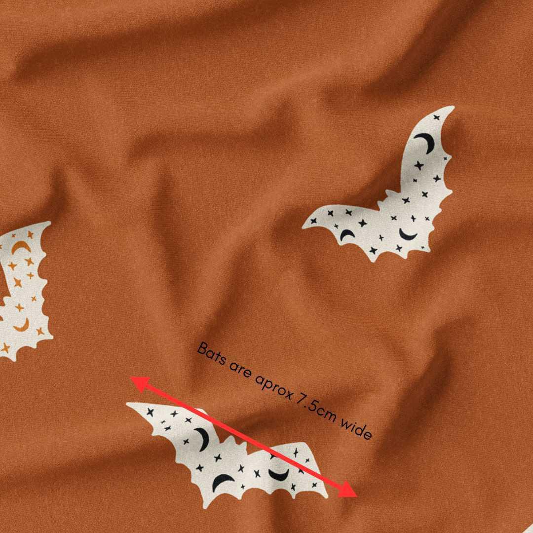 melco-fabrics-online-fabric-store-print-on-demand-australia-Bats - Rust Red - Cute Halloween Fabric