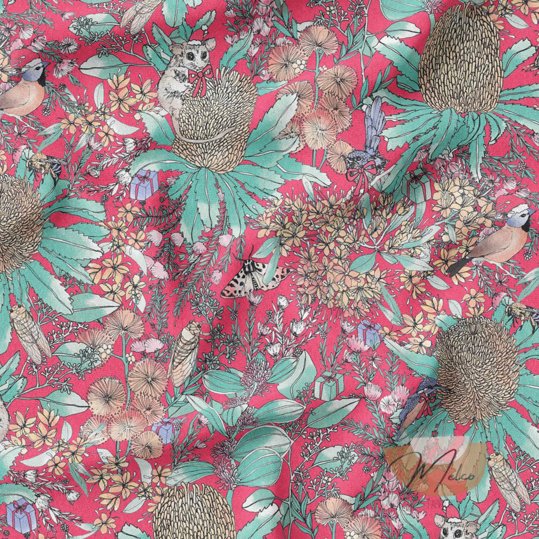 melco-fabrics-online-fabric-store-print-on-demand-australia-Banksia and Myrtle Christmas - The Scenic Route