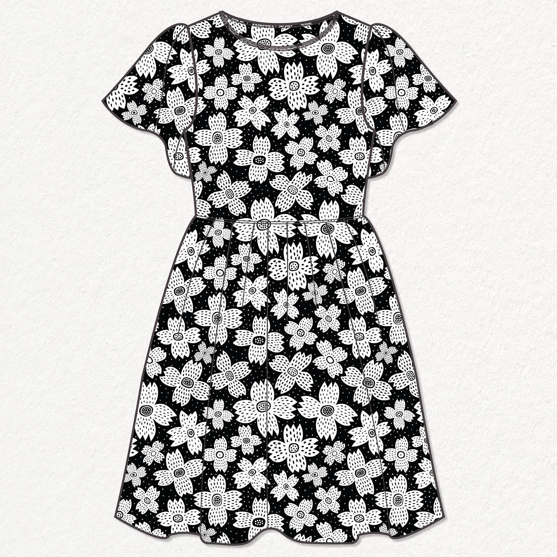 melco-fabrics-online-fabric-store-print-on-demand-australia-Black White Nora - Rachel Parker