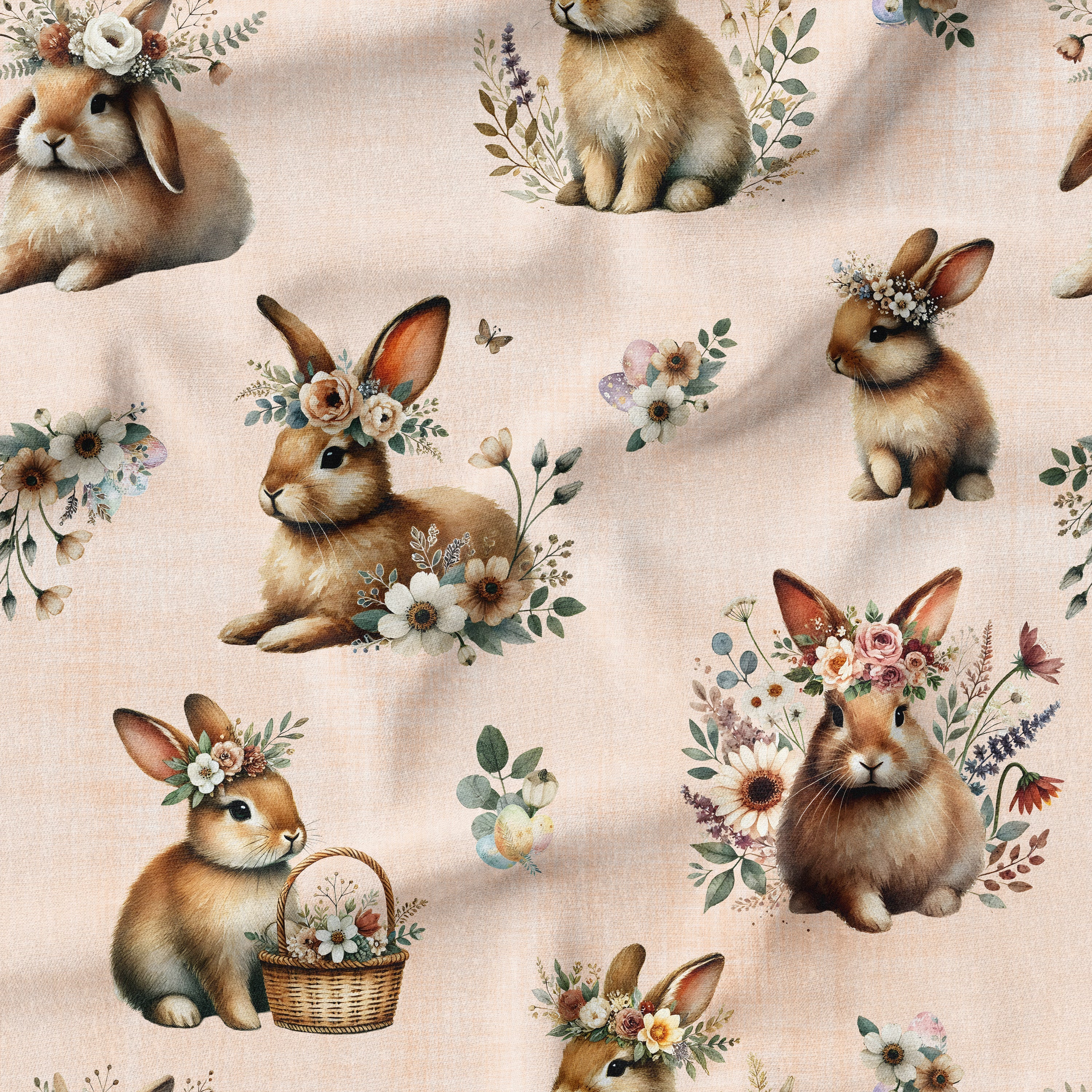 melco-fabrics-online-fabric-store-print-on-demand-australia- boho-bunny-easter-fabric