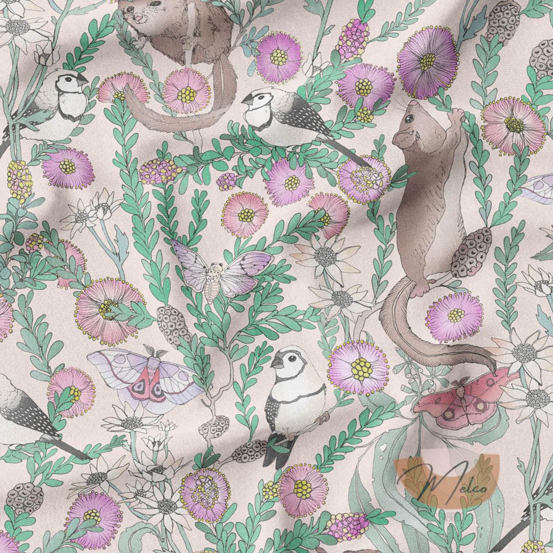 melco-fabrics-online-fabric-store-print-on-demand-australia-Feathertails Ecru- The Scenic Route