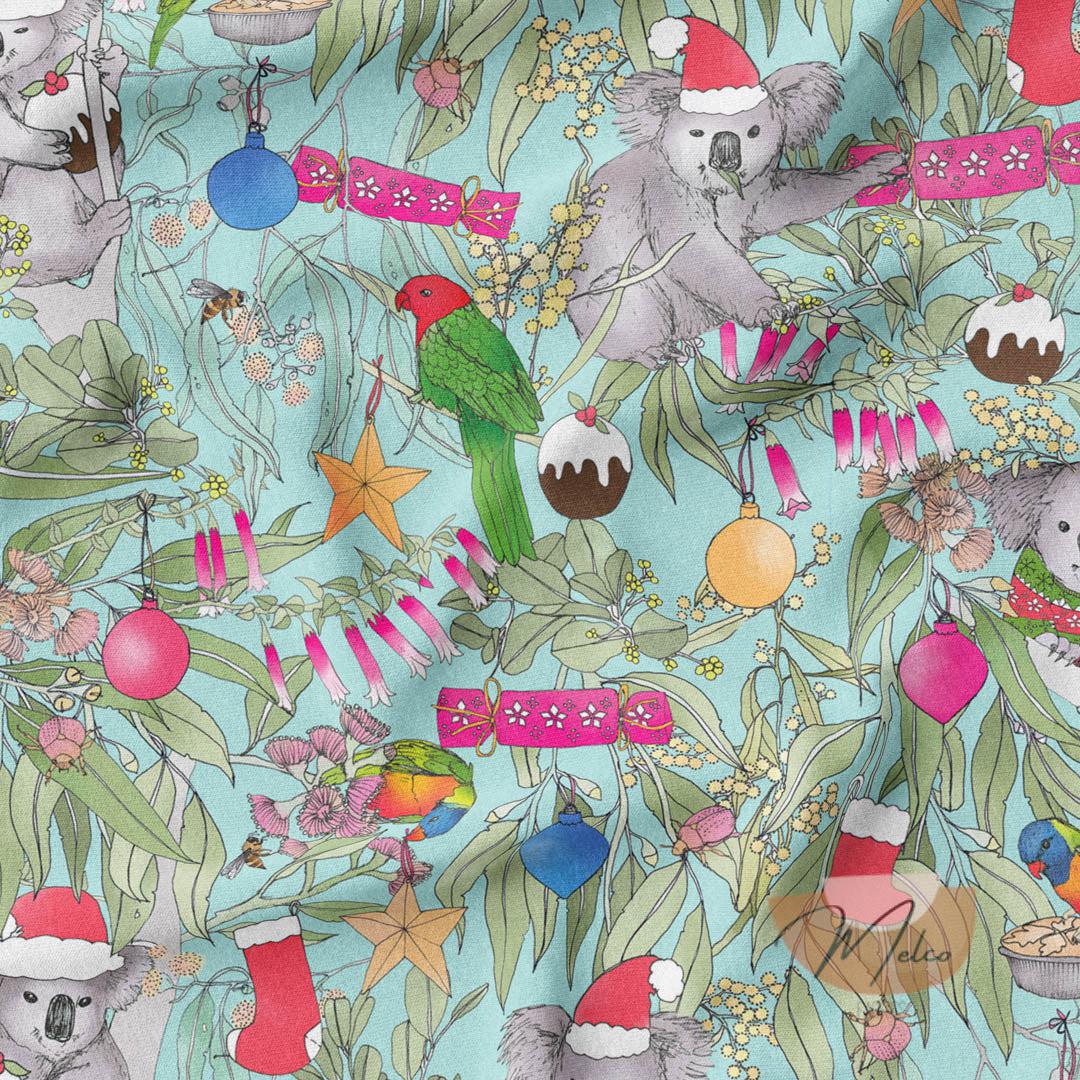 melco-fabrics-online-fabric-store-print-on-demand-australia-Magic Pudding Christmas Fabric - The Scenic Route