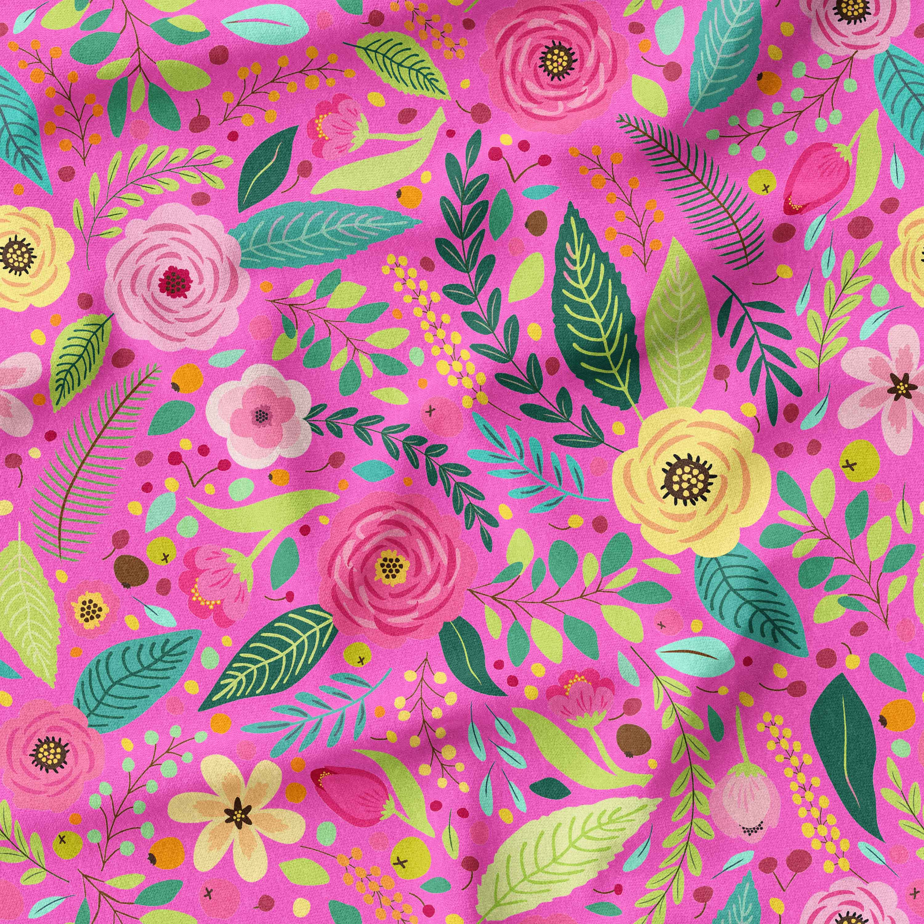 Mrs Brightside Pink Floral Fabric Australian Made Printed Local