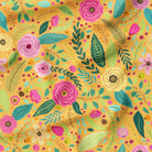 Mrs Brightside Gold Floral Fabric Australian Made Printed Local