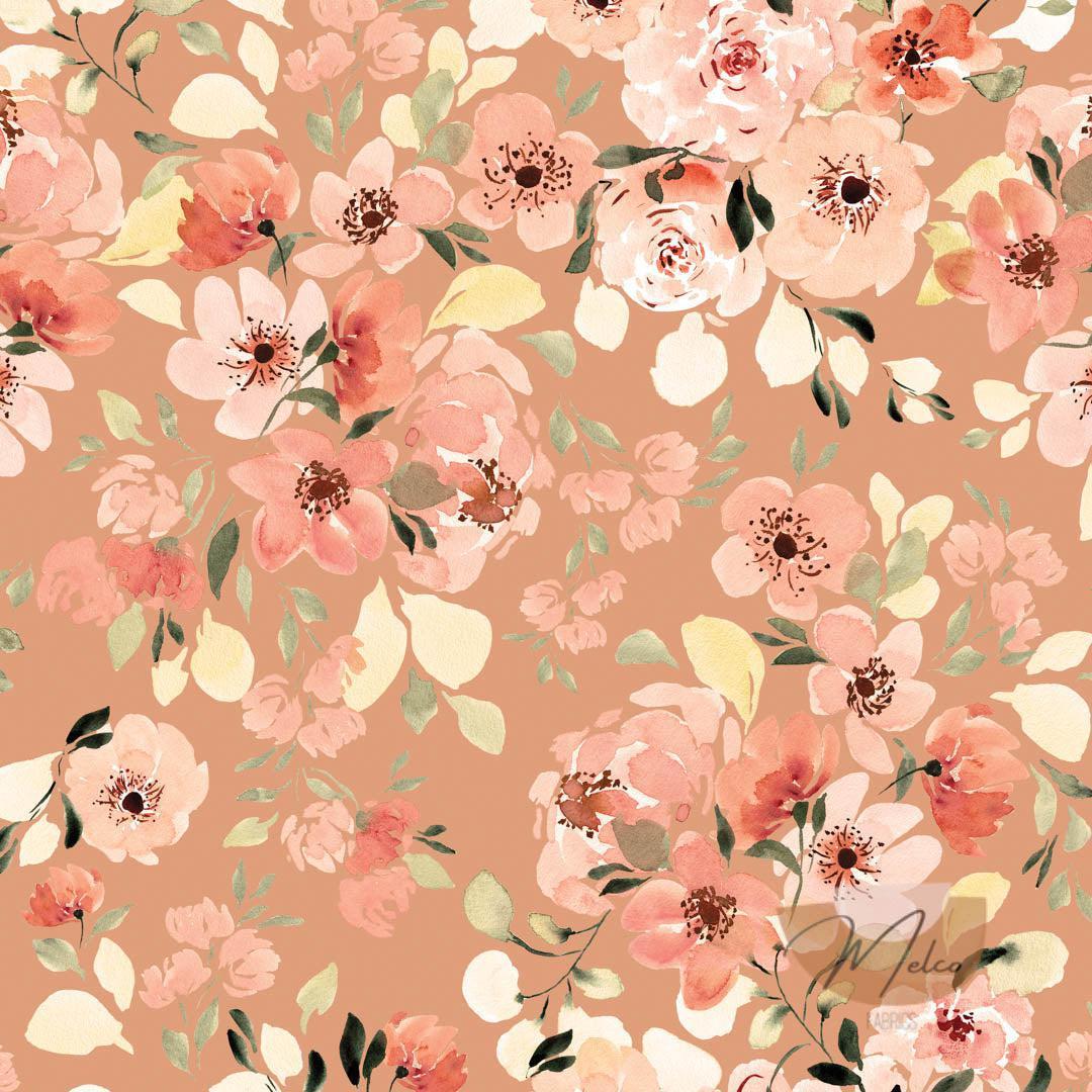 melco-fabrics-online-fabric-store-print-on-demand-australia-Primrose rust floral-knit-woven-buy