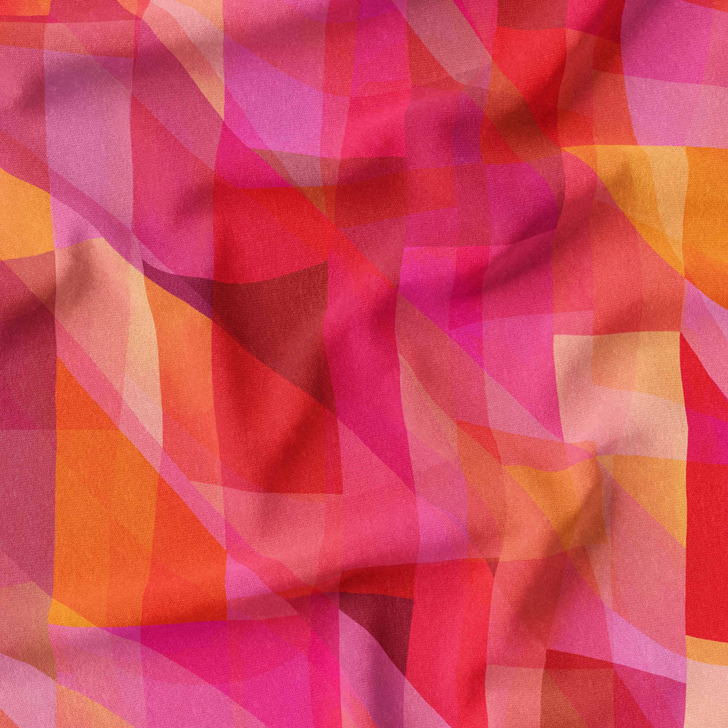 Hibiscus Dawn - Pink & Red Abstract Fabric  - Rachel Parker