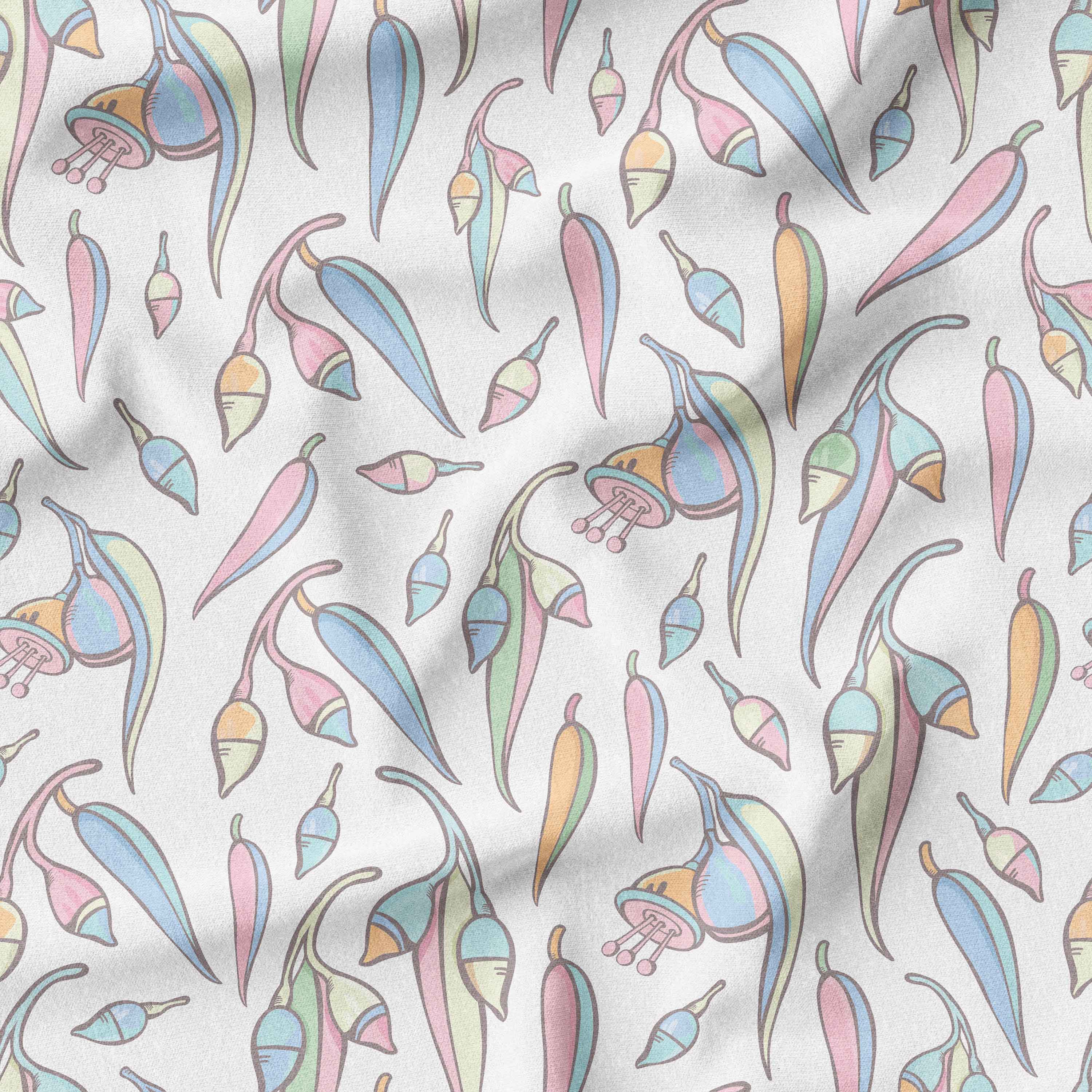 Pastel gumleaves Fabric