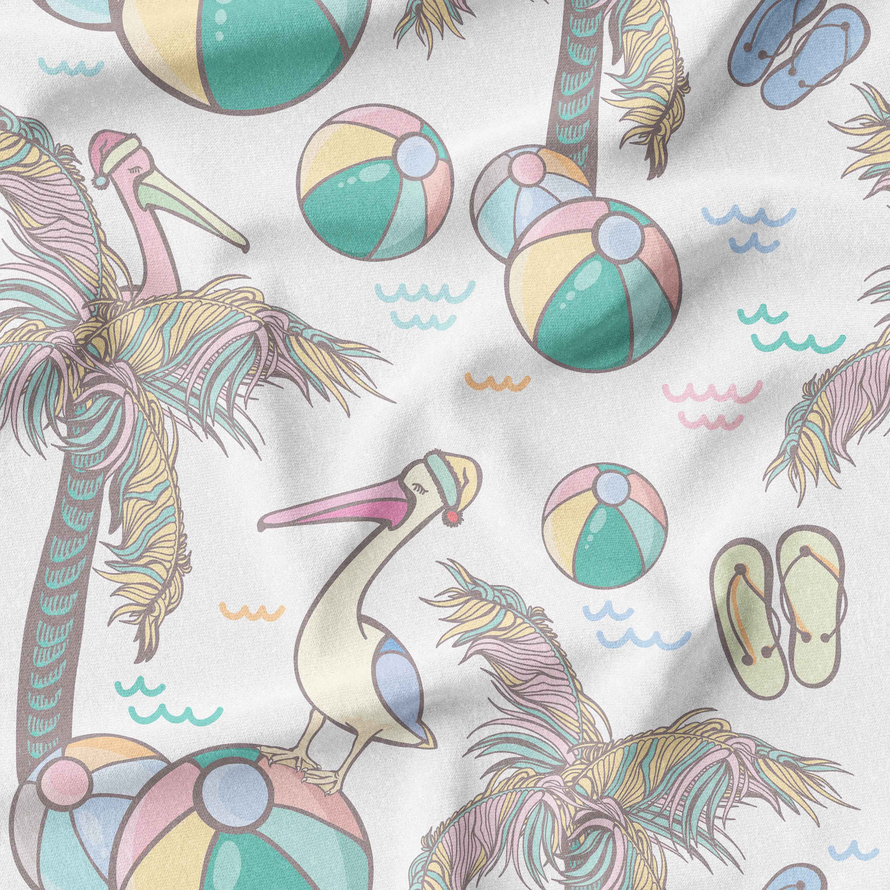 Pastel pelican Fabric