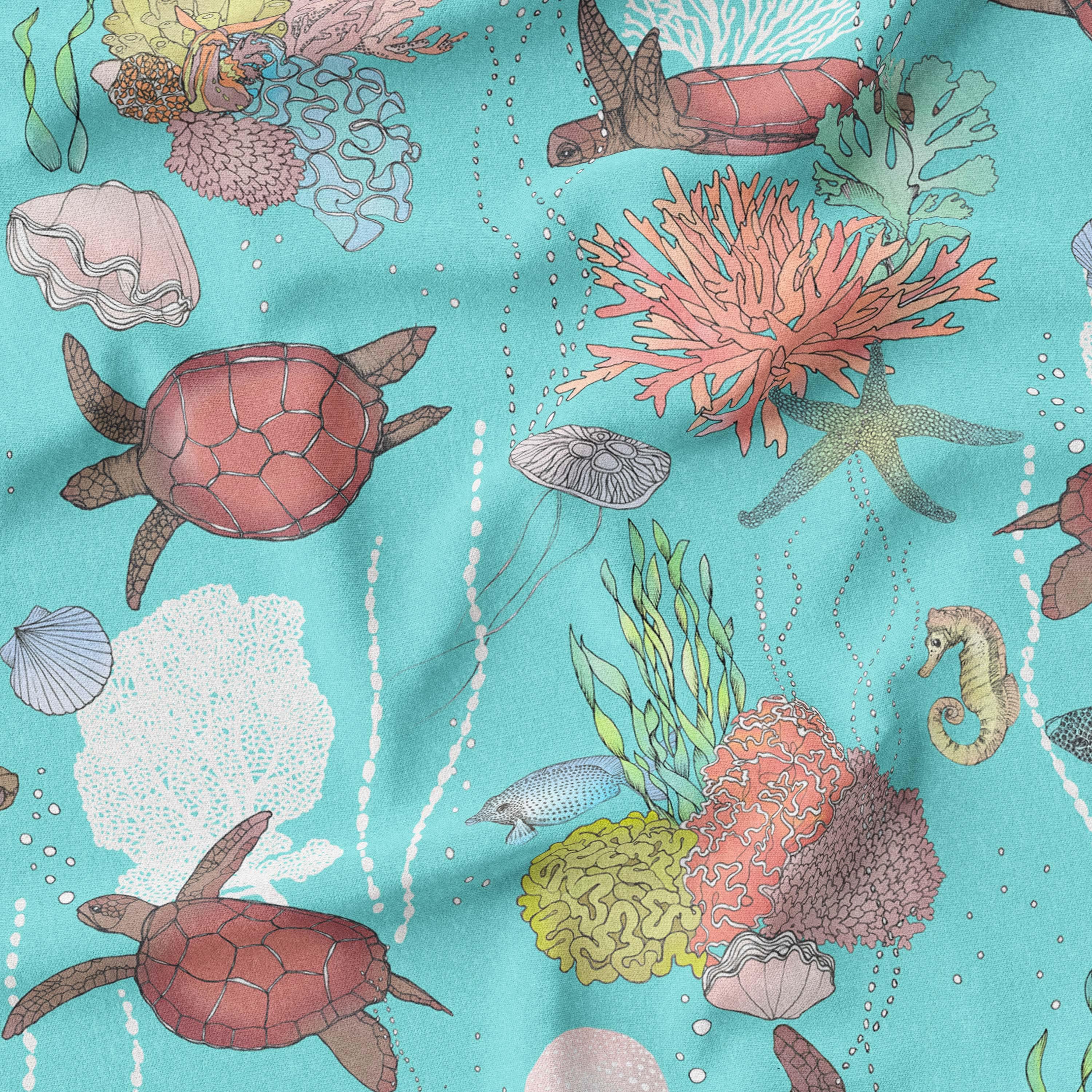 melco-fabrics-online-fabric-store-print-on-demand-australia-Turtles Seafoam - The Scenic Route