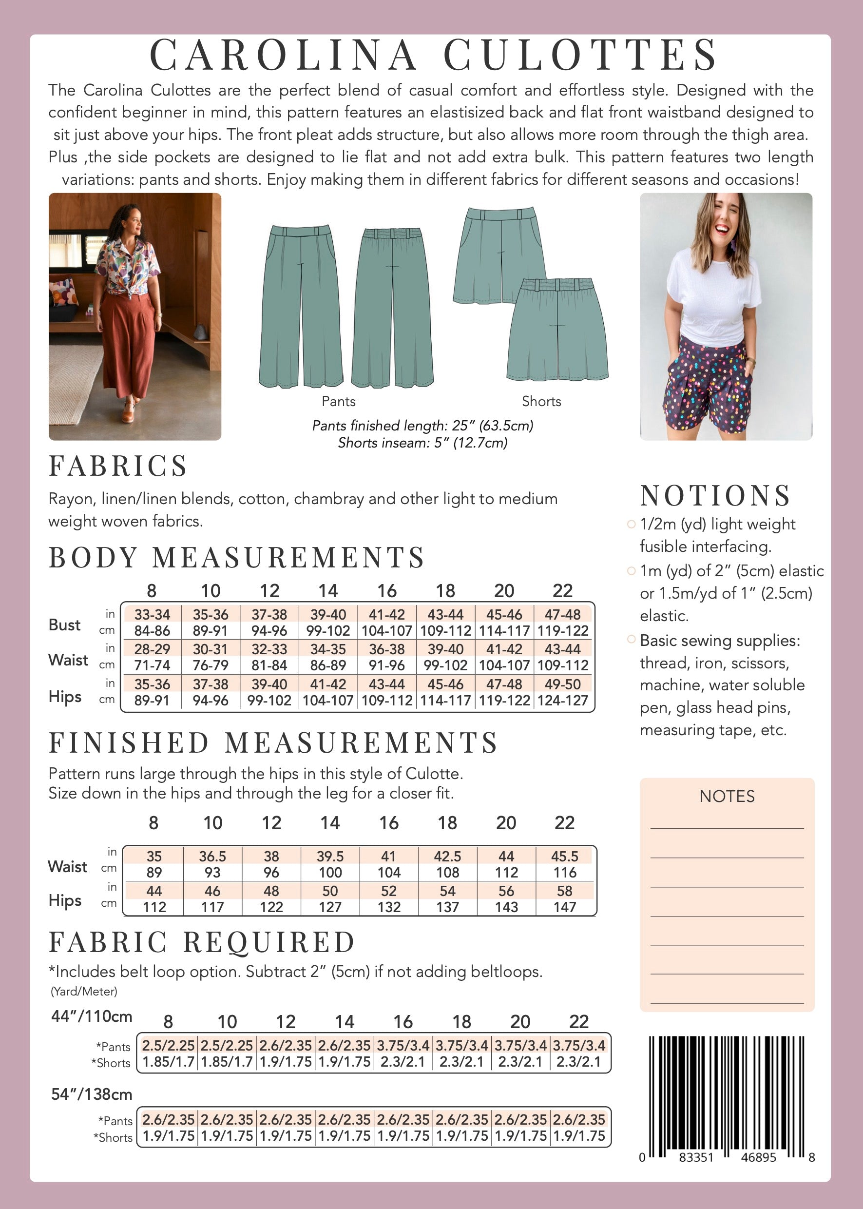 Carolina Culottes - PDF Sewing Pattern