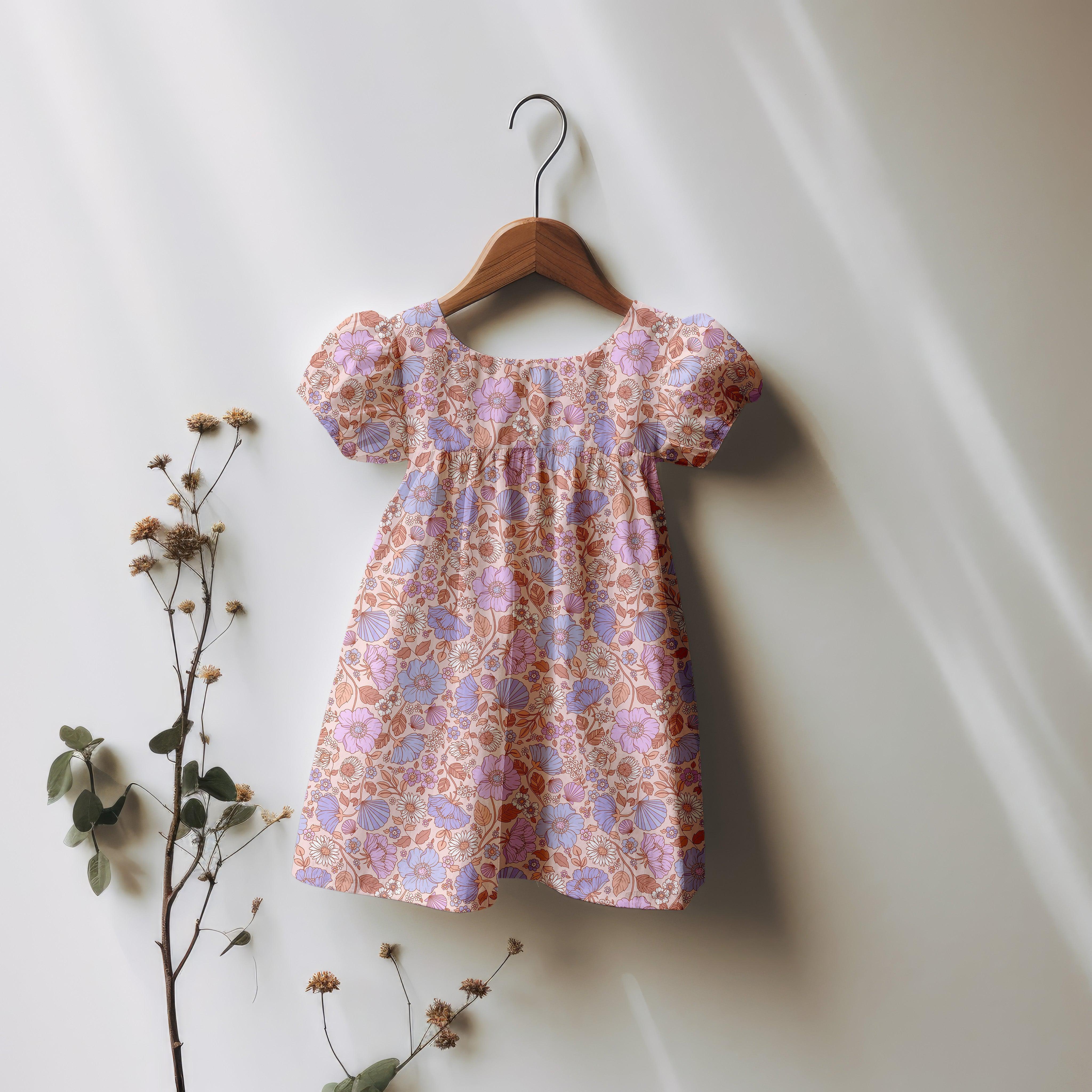 Daisy Shell Floral Lilac-Melco Fabrics-online-fabric-shop-australia