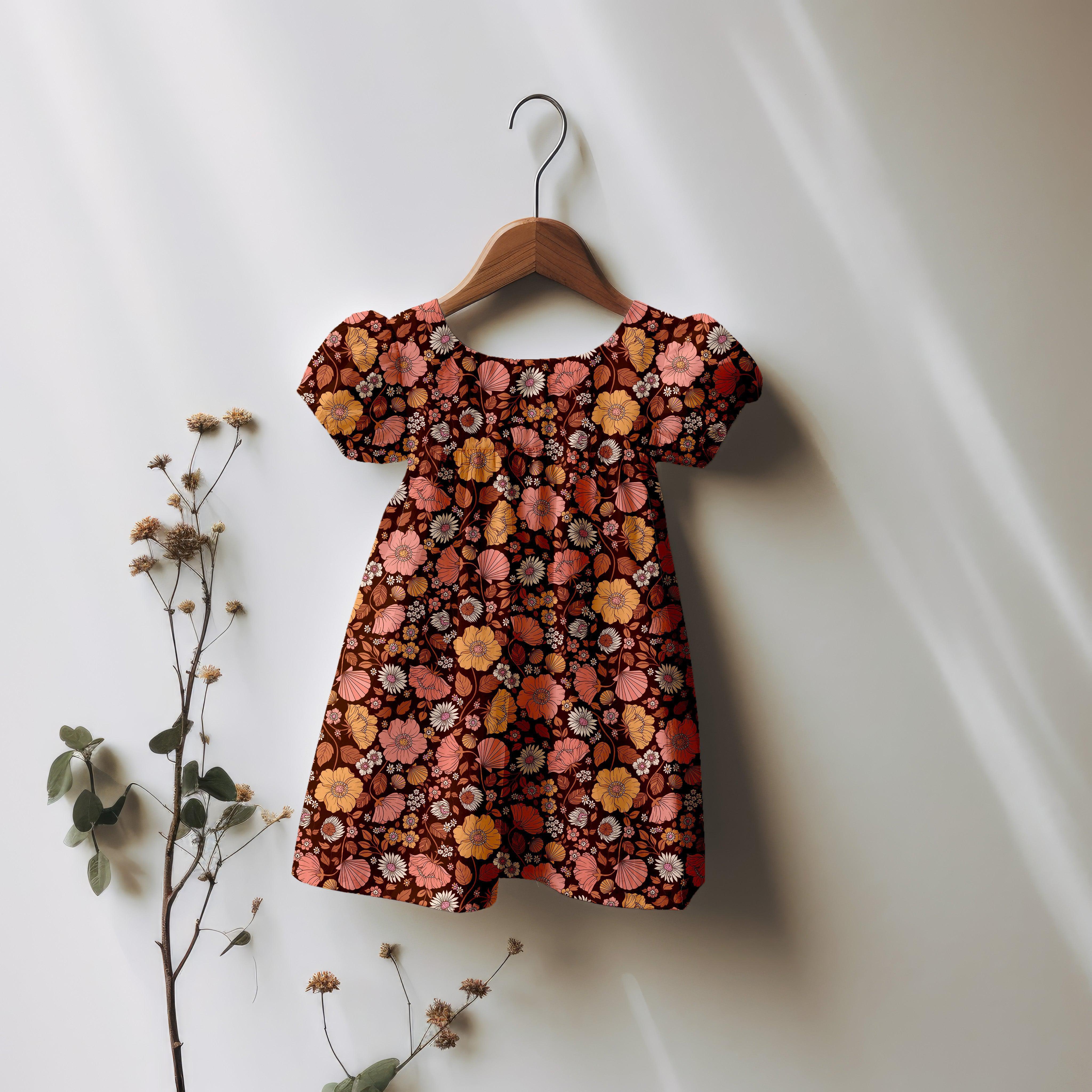 Daisy Shell Floral Chocolate-Melco Fabrics-online-fabric-shop-australia