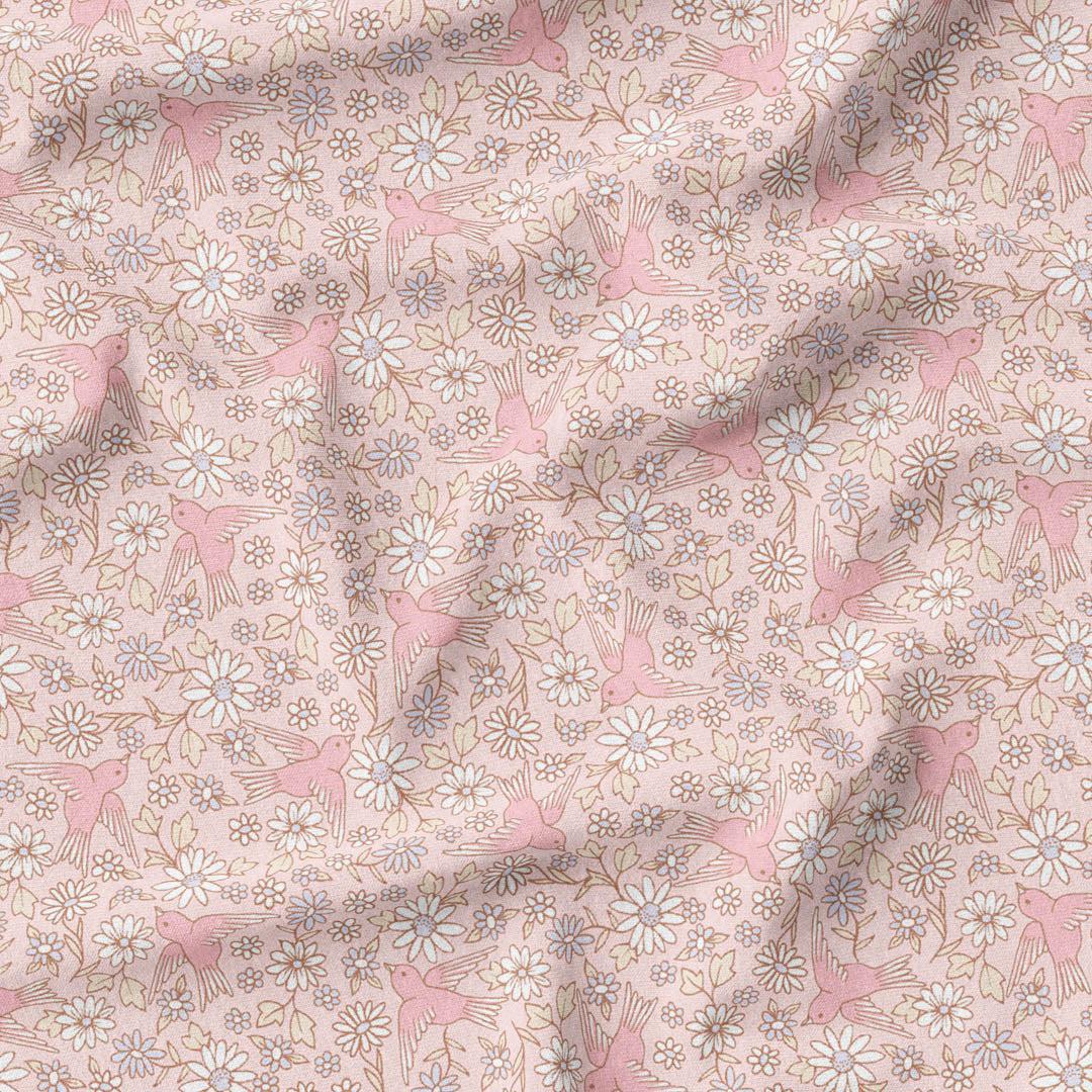 Little Birdie Floral - Pastel Floral-Melco Fabrics-online-fabric-shop-australia