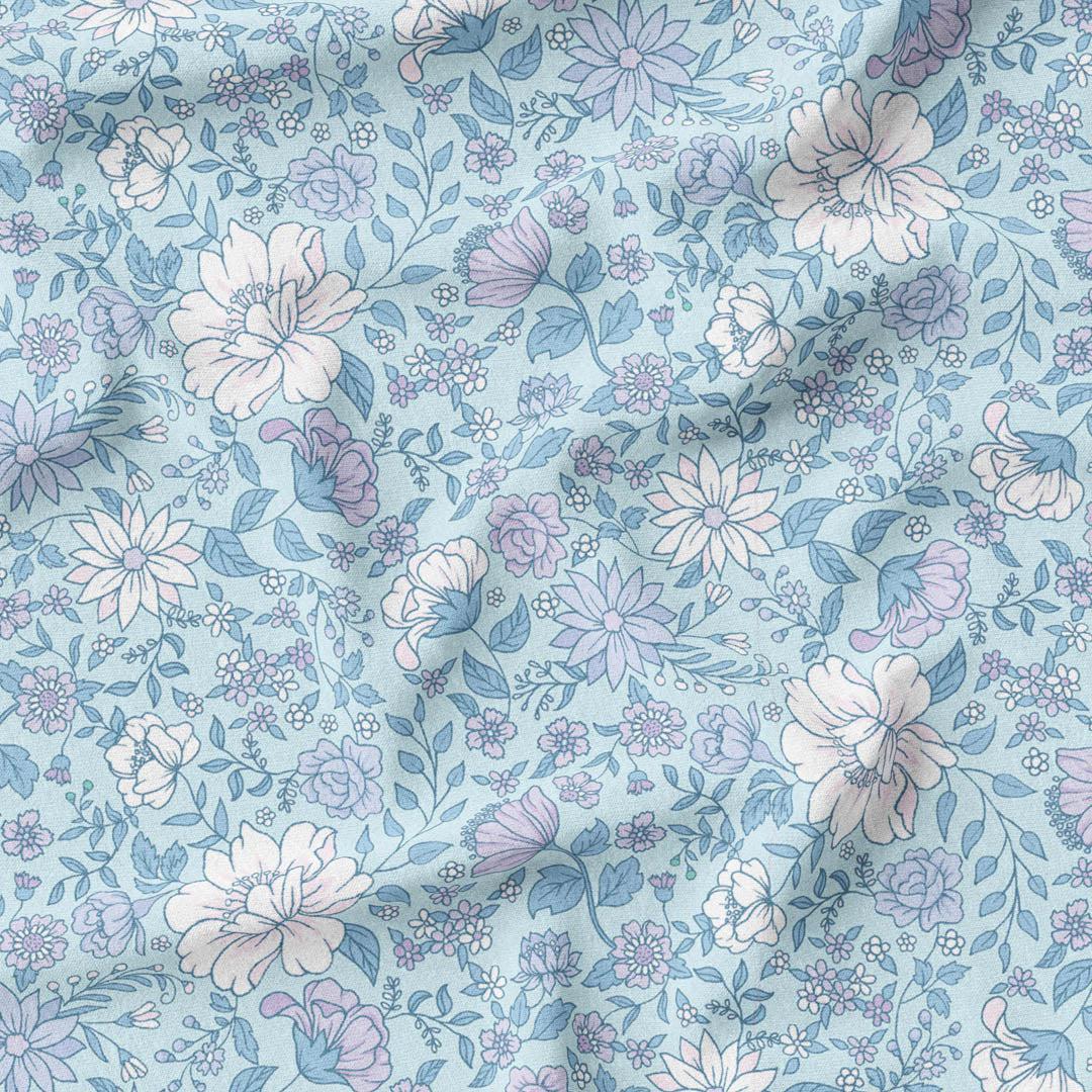 Peony Floral - Ocean-Melco Fabrics-online-fabric-shop-australia