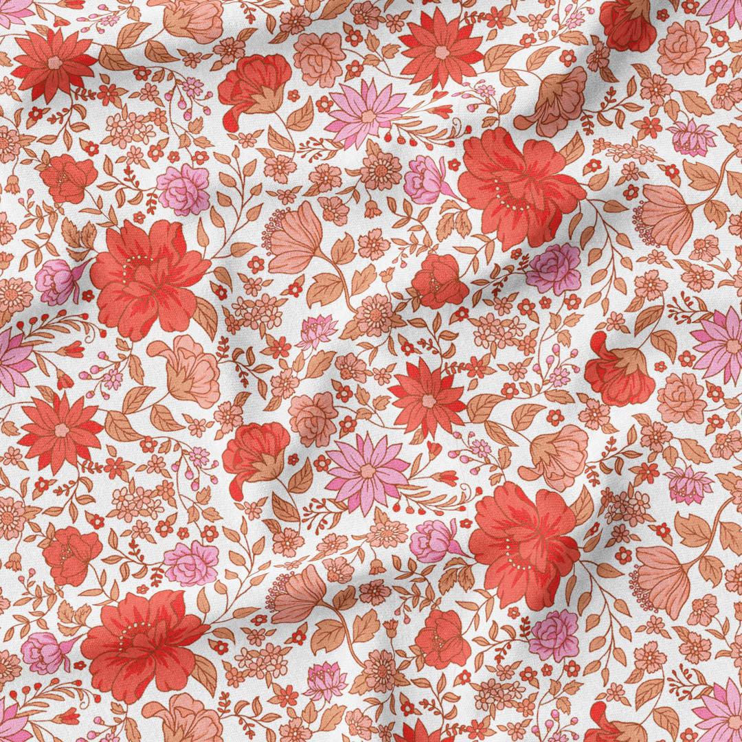 Peony Floral - Red-Melco Fabrics-online-fabric-shop-australia