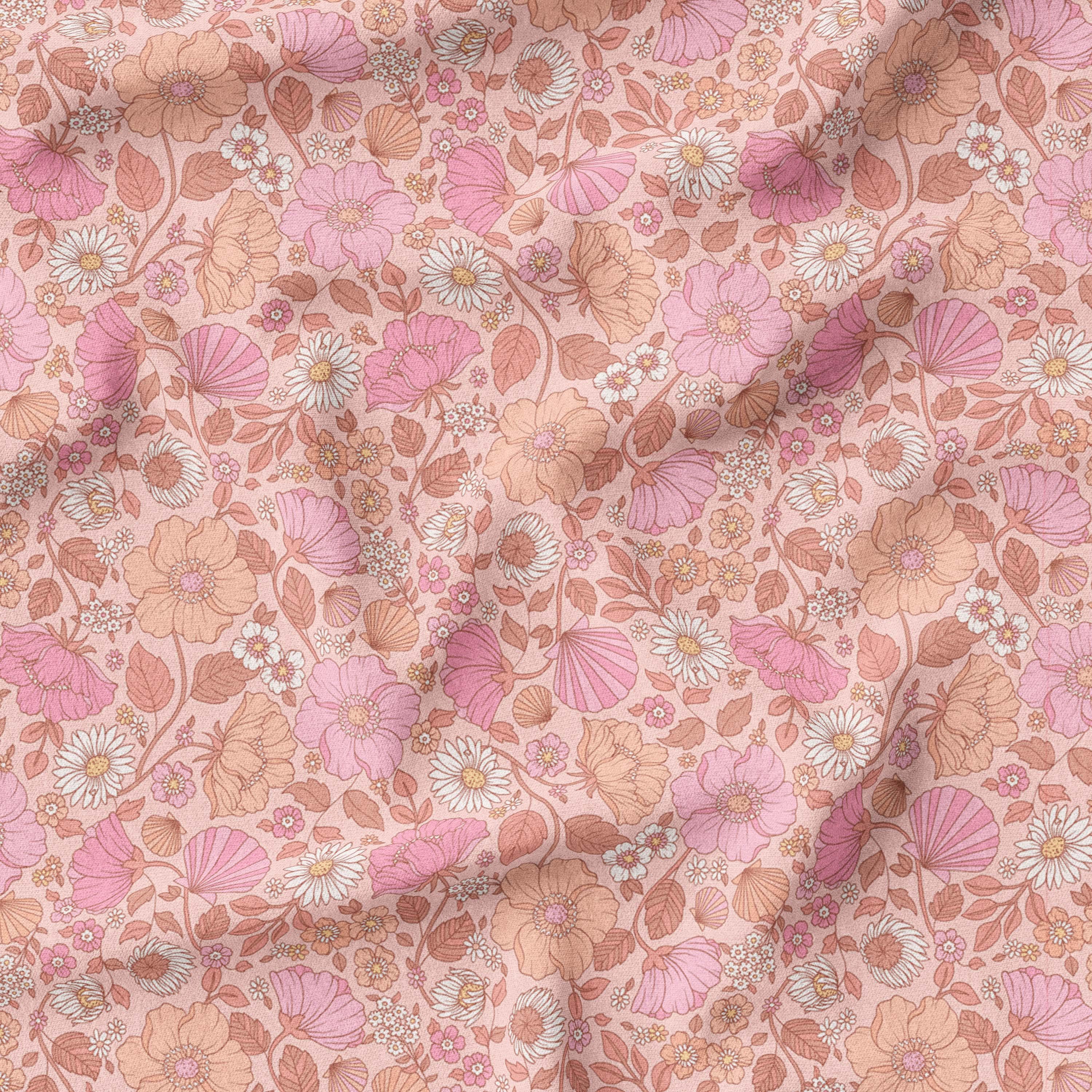 Daisy Shell Floral Pink-Melco Fabrics-online-fabric-shop-australia
