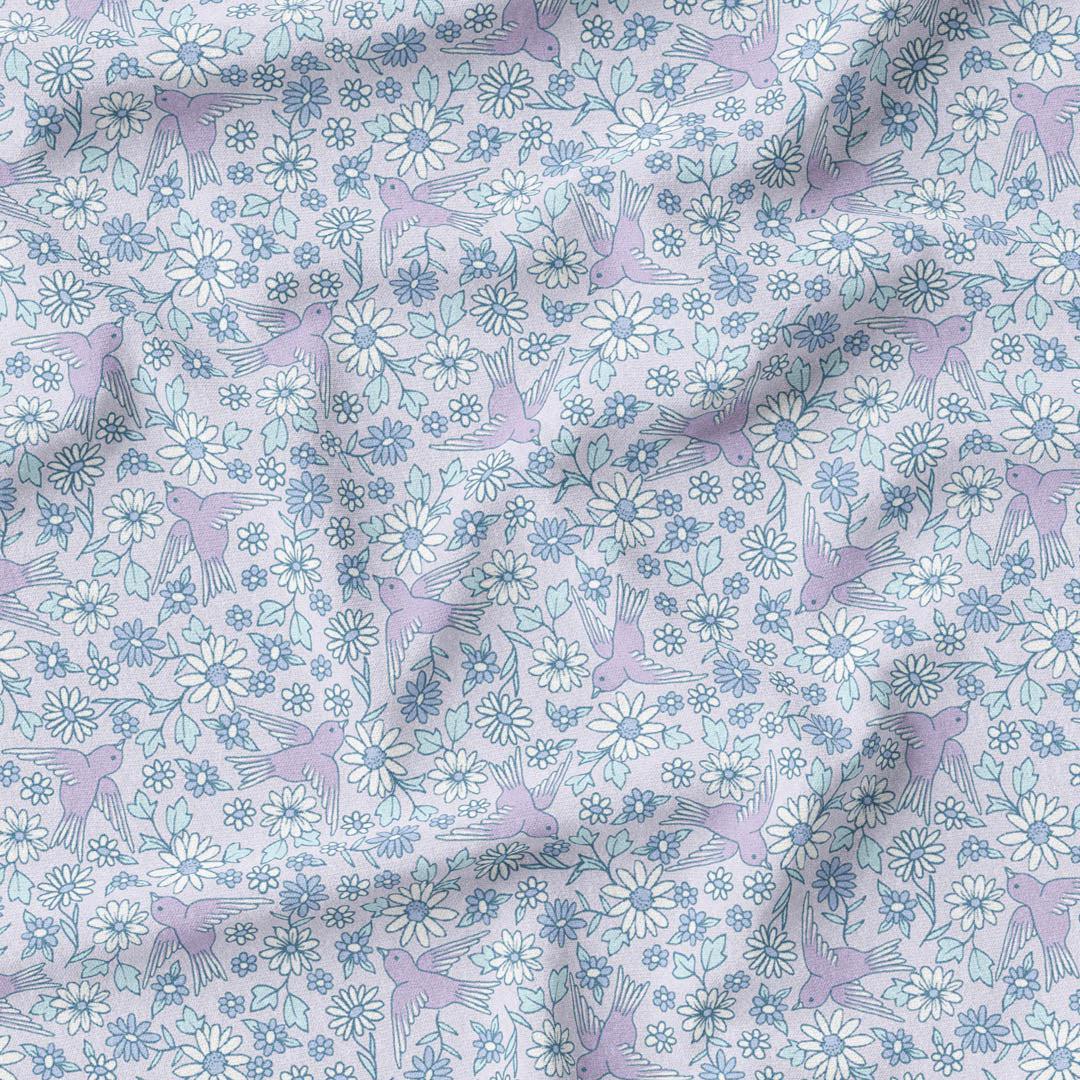 Little Birdie Floral - Ocean-Melco Fabrics-online-fabric-shop-australia