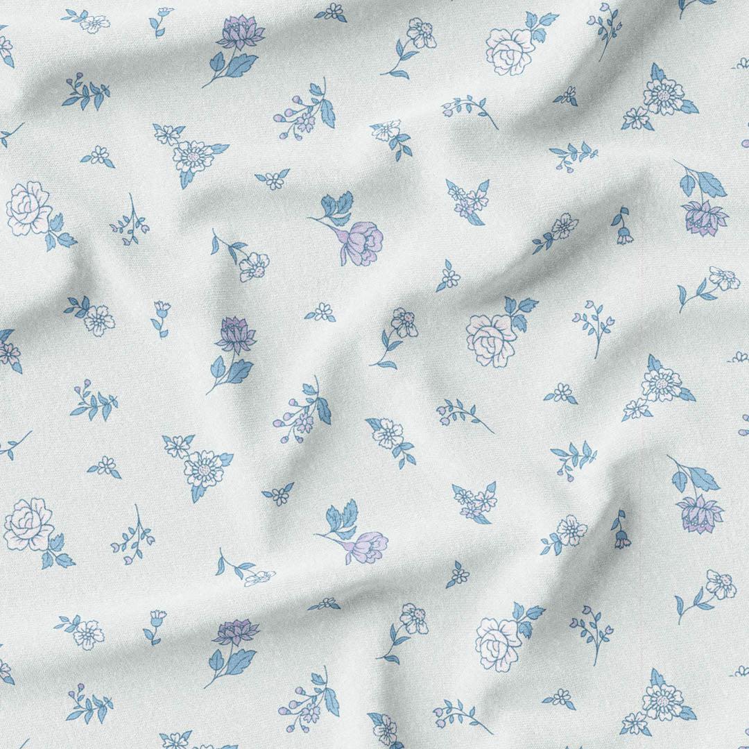 Dainty Spaced Floral - Ocean-Melco Fabrics-online-fabric-shop-australia