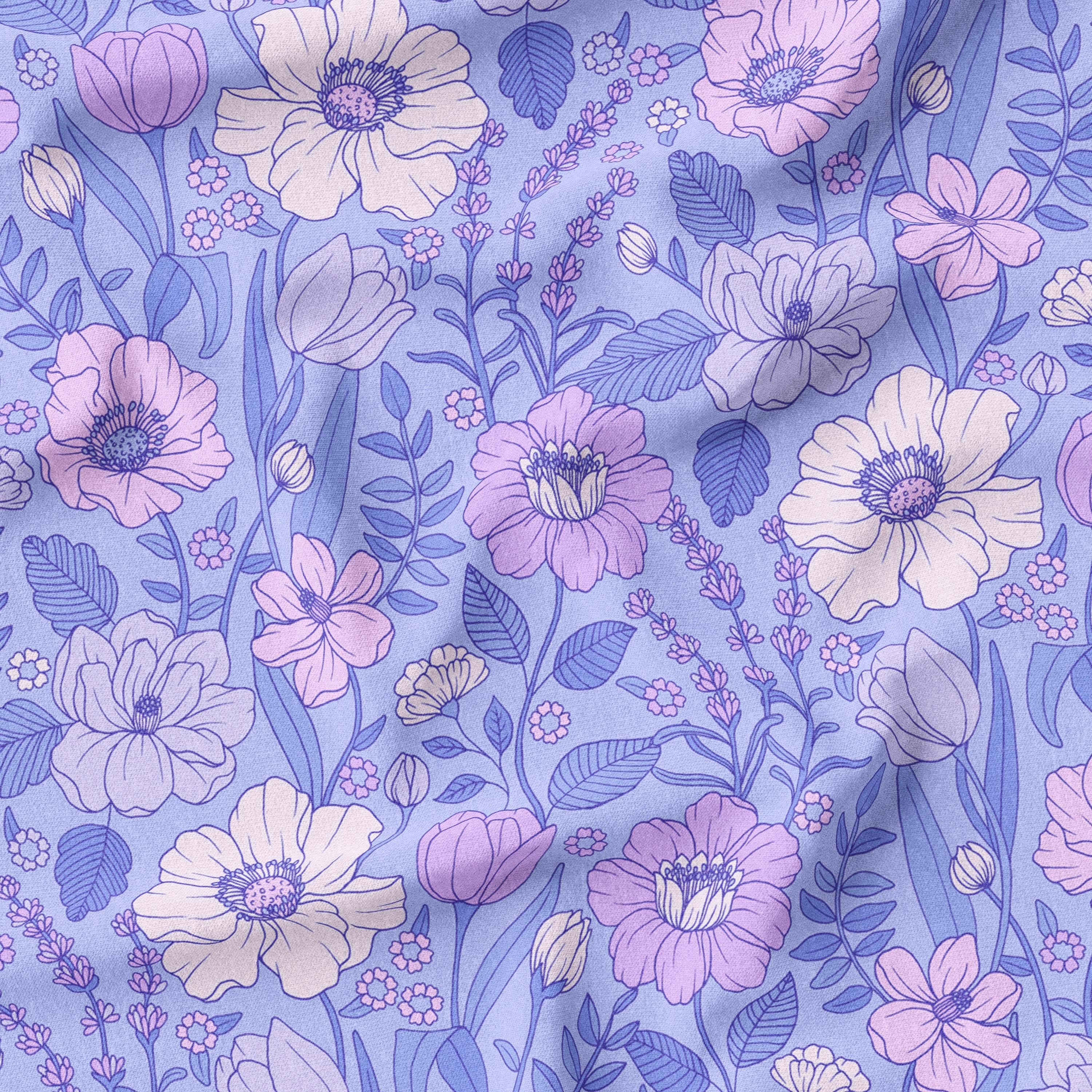 Garden Posies Purple-Melco Fabrics-online-fabric-shop-australia